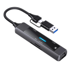 Концентратор XoKo USB-C 5-in-1 USB 3.0 + USB 2.0 + SD/TF + RJ45 100Mbps silver (XK-AC-350)