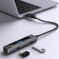Концентратор XoKo USB-C 5-in-1 USB 3.0 + USB 2.0 + SD/TF + RJ45 100Mbps silver (XK-AC-350)