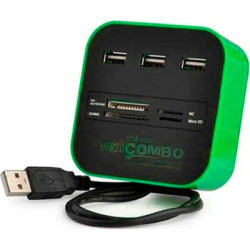 Концентратор Voltronic USB 2.0 to 3xUSB 2.0 + SD/MMC/TF/M2 green/black (CUB3-GB)