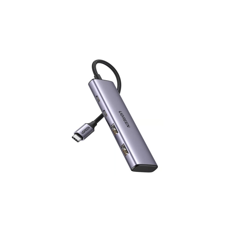 Концентратор Ugreen USB-C to 2xUSB 3.0 + 2xUSB-C CM473 gray (15395)