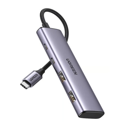 Концентратор Ugreen USB-C to 2xUSB 3.0 + 2xUSB-C CM473 gray (15395)