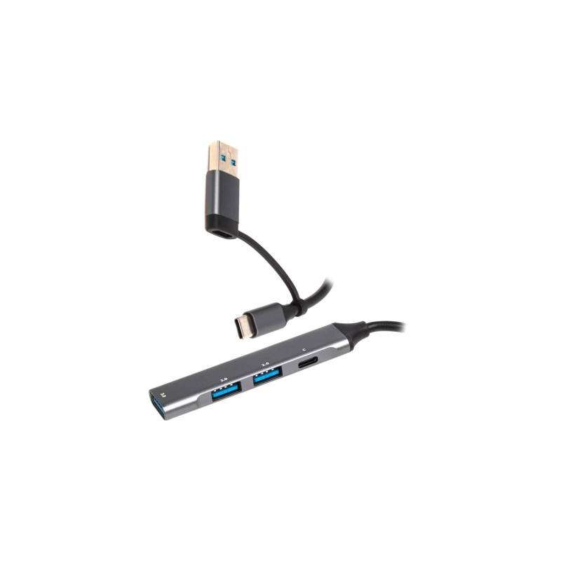 Концентратор Maxxter USB-C + USB-A to 1xUSB 3.0 + 2xUSB 2.0 + 1xUSB-C (HU3C-4P1CN-01)