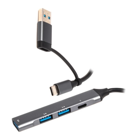 Концентратор Maxxter USB-C + USB-A to 1xUSB 3.0 + 2xUSB 2.0 + 1xUSB-C (HU3C-4P1CN-01)
