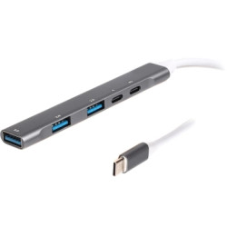 Концентратор Maxxter USB-C to 1xUSB 3.0 + 2xUSB 2.0 + 1xUSB-C PD100W + 1xUSB-C (HU3C-4P1PD-01)