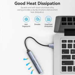 Концентратор Vention USB 3.0 to 1xUSB 3.0 + 3xUSB 2.0 0.15m gray (CKOHB)