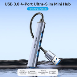 Концентратор Vention USB 3.0 to 1xUSB 3.0 + 3xUSB 2.0 0.15m gray (CKOHB)