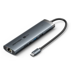 Концентратор Vention USB-C 7-in-1 USB-C PD + USB 3.2 + USB 3.0 + USB 2.0 + RJ45 + SD/TF + HDMI 0.15m (TGUHB)