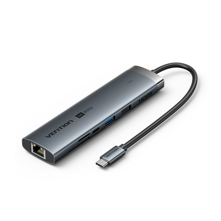 Концентратор Vention USB-C 7-in-1 USB-C PD + USB 3.2 + USB 3.0 + USB 2.0 + RJ45 + SD/TF + HDMI 0.15m (TGUHB)