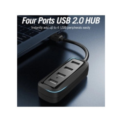 Концентратор Vention USB 2.0 to 4xUSB 2.0 0.15m black (VAS-J43-B015)