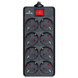 Мережевий фільтр живлення REAL-EL REAL-EL RS-8 PROTECT, 3m, black (EL122300022)