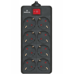 Мережевий фільтр живлення REAL-EL RS-8 Protect 5m, black (EL122300024)