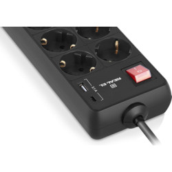 Мережевий фільтр живлення REAL-EL RS-PROTECT 805 1.8m, black (EL122300042)