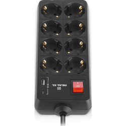 Мережевий фільтр живлення REAL-EL RS-PROTECT 805 1.8m, black (EL122300042)