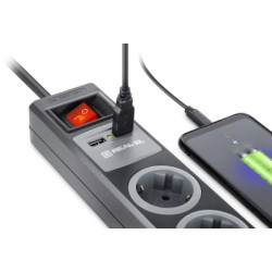 Мережевий подовжувач REAL-EL RS-3 USB CHARGE 1.8m, black (EL122500001)