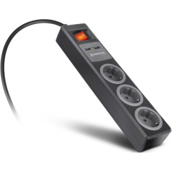 Мережевий подовжувач REAL-EL RS-3 USB CHARGE 1.8m, black (EL122500001)