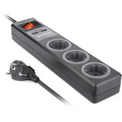 Мережевий подовжувач REAL-EL RS-3 USB CHARGE 1.8m, black (EL122500001)