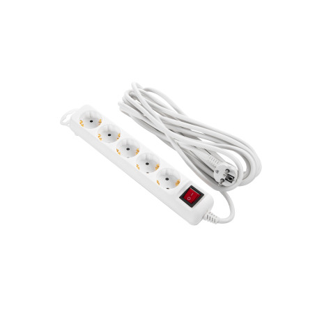 Мережевий подовжувач 2E 5XSchuko з вимикачем,5м, white (2E-U05ES15M5)