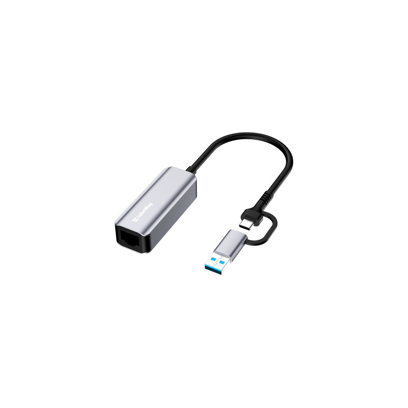 Адаптер USB-C + USB A to RJ45 Ethernet 1000Mbps ColorWay (CW-AD-CRG)
