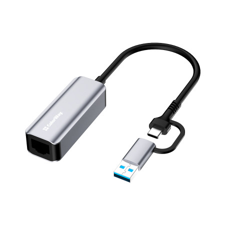 Адаптер USB-C + USB A to RJ45 Ethernet 1000Mbps ColorWay (CW-AD-CRG)