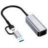 Адаптер USB-C + USB A to RJ45 Ethernet 1000Mbps ColorWay (CW-AD-CRG)