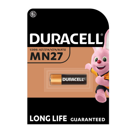 Батарейка Duracell MN27 12V спеціалізована лужна, A27/27A/V27A/8LR732, 1 шт. в упаковці (5007388)