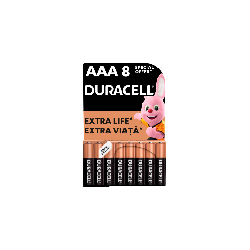 Батарейка Duracell AAA лужні 8 шт. в упаковці (5000394203341 / 81480364)