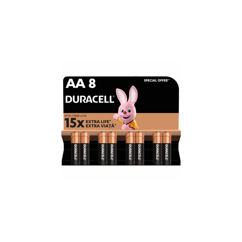 Батарейка Duracell AA лужні 8 шт. в упаковці (5000394006522 / 81417083 / 81480361)