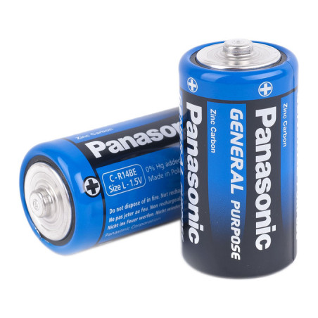 Батарейка Panasonic C (R14) GENERAL PURPOSE TRAY ZINK-CARBON * 2 (R14BER/2P)