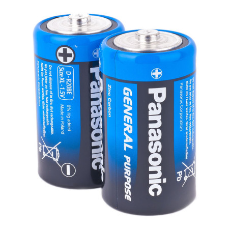 Батарейка Panasonic D ( R20 ) GENERAL PURPOSE TRAY ZINK-CARBON * 2 (R20BER/2P)