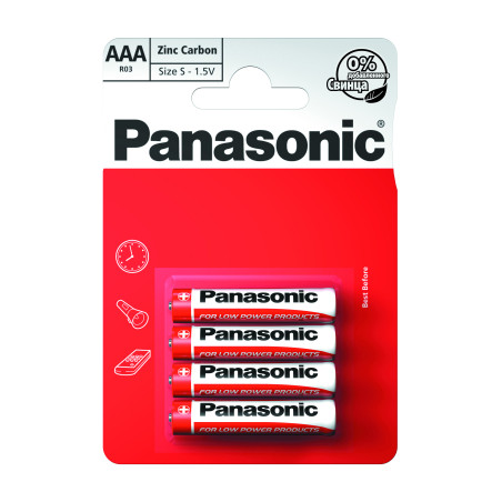 Батарейка Panasonic AAA R03 RED ZINK * 4 (R03REL/4BP)