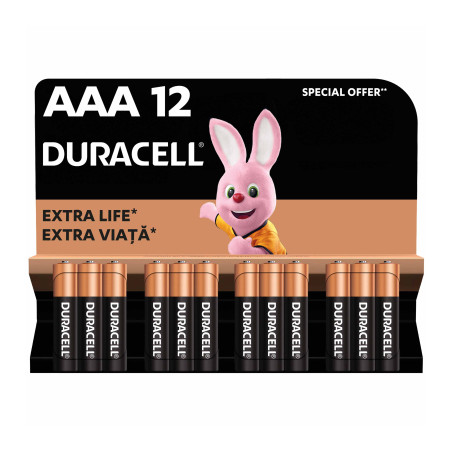 Батарейка Duracell AAA лужні 12 шт. в упаковці (5000394109254 / 81545432)