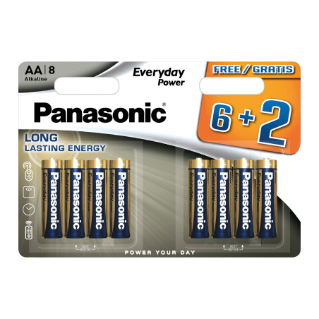 Батарейка Panasonic AA LR6 Everyday Power * 8(6+2) (LR6REE/8B2F)