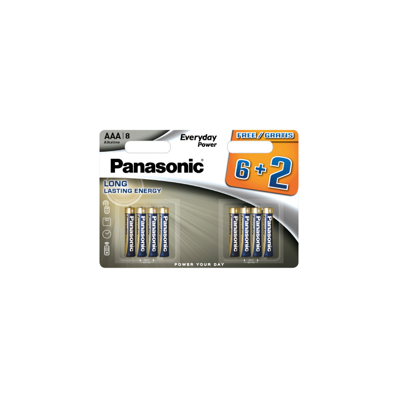 Батарейка Panasonic AAA LR03 Everyday Power * 8(6+2) (LR03REE/8B2F)