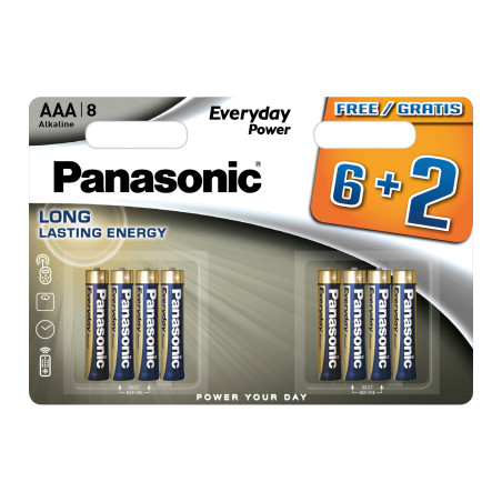 Батарейка Panasonic AAA LR03 Everyday Power * 8(6+2) (LR03REE/8B2F)