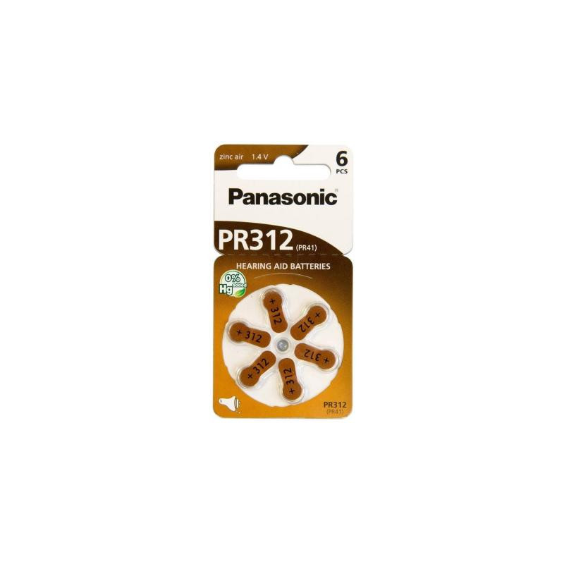 Батарейка Panasonic PR41 / PR312 (1.4V) * 6 (PR-312/6LB)