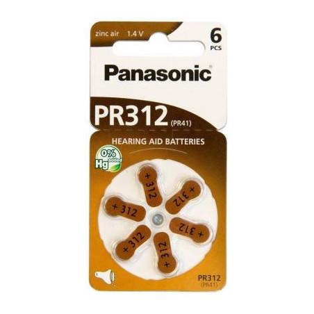 Батарейка Panasonic PR41 / PR312 (1.4V) * 6 (PR-312/6LB)