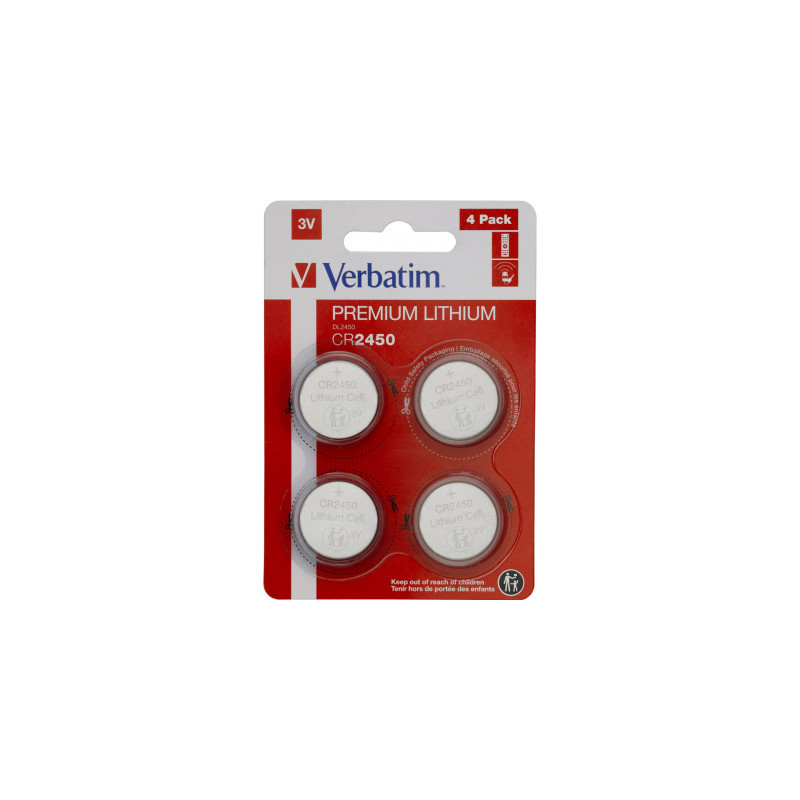 Батарейка Verbatim CR 2450 Lithium 3V * 4 (49535)