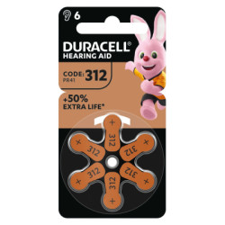 Батарейка Duracell для слухових апаратів розмір 312, 6 шт. в упаковці (5007516/5011449)