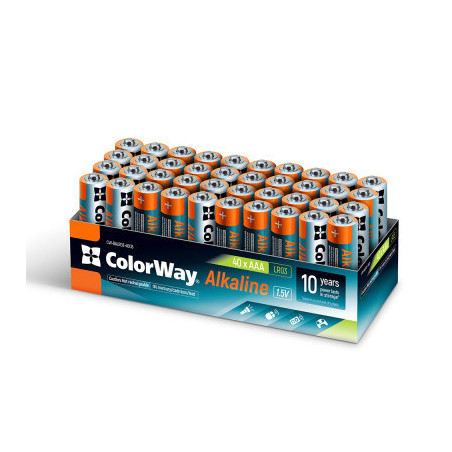 Батарейка ColorWay AAA LR6 Alkaline Power (лужні) * 40 colour box (CW-BALR03-40CB)