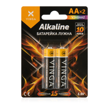 Батарейка AA LR6 Alkaline 2pcs Blister Vinga (VJABAA2)