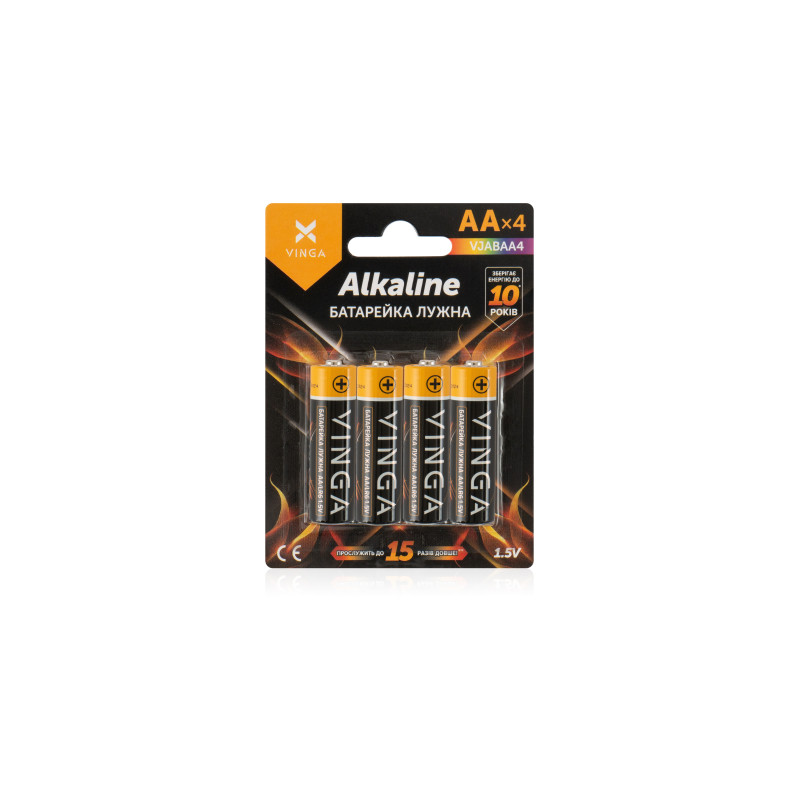 Батарейка AA LR6 Alkaline 4pcs Blister Vinga (VJABAA4)