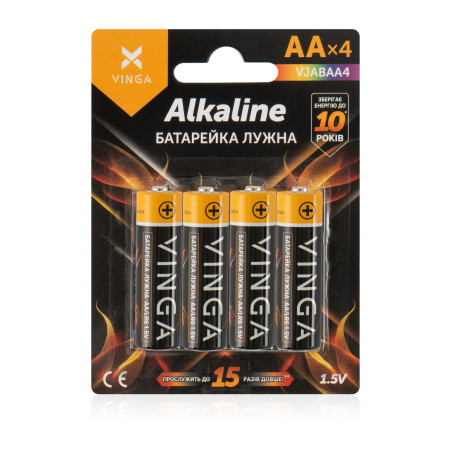 Батарейка AA LR6 Alkaline 4pcs Blister Vinga (VJABAA4)
