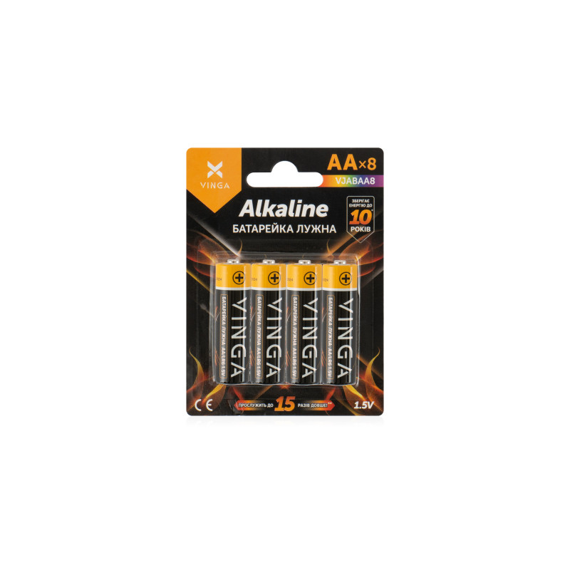 Батарейка AA LR6 Alkaline 8pcs Blister Vinga (VJABAA8)