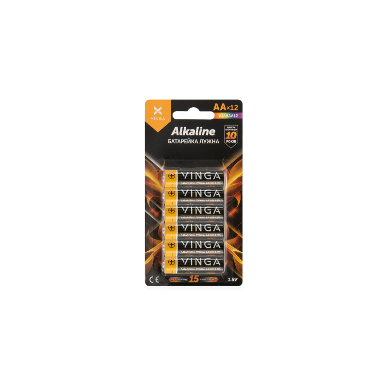 Батарейка AA LR6 Alkaline 12pcs Blister Vinga (VJABAA12)