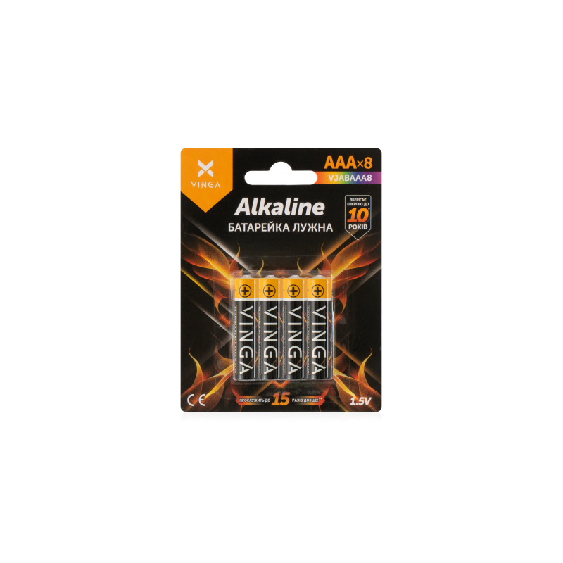 Батарейка AAA LR03 Alkaline 8pcs Blister Vinga (VJABAAA8)