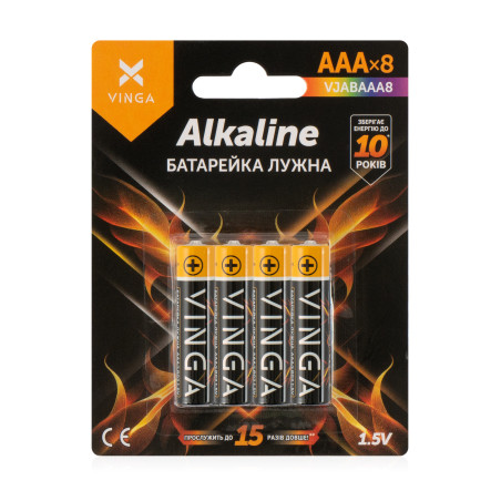 Батарейка AAA LR03 Alkaline 8pcs Blister Vinga (VJABAAA8)