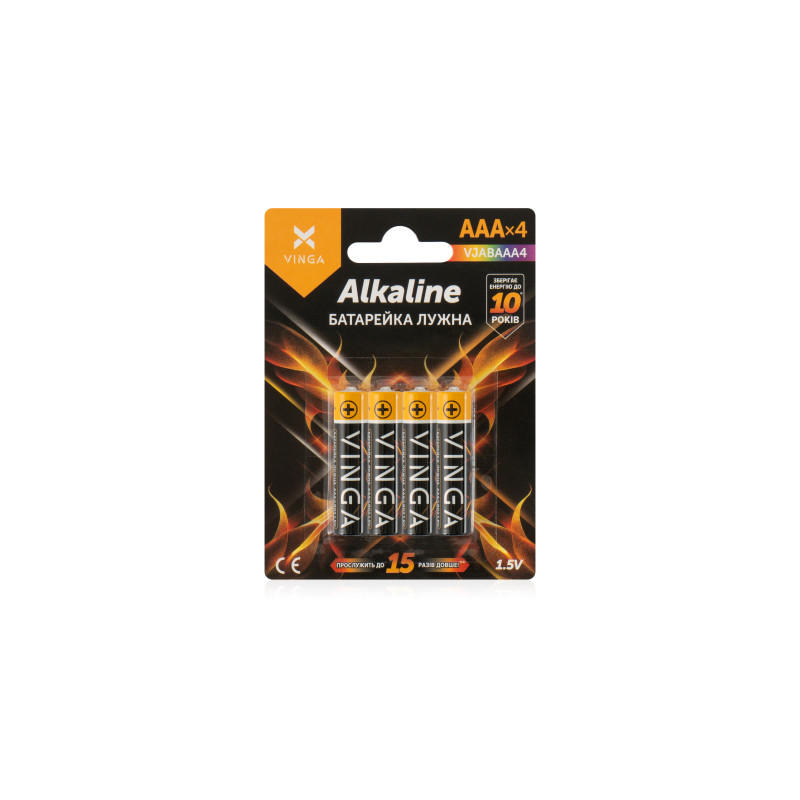 Батарейка AAA LR03 Alkaline 4pcs Blister Vinga (VJABAAA4)