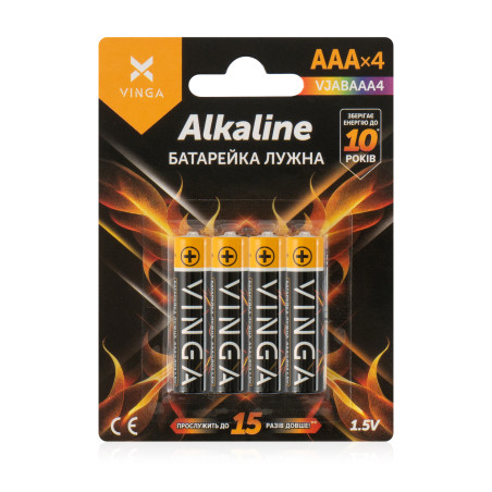 Батарейка AAA LR03 Alkaline 4pcs Blister Vinga (VJABAAA4)