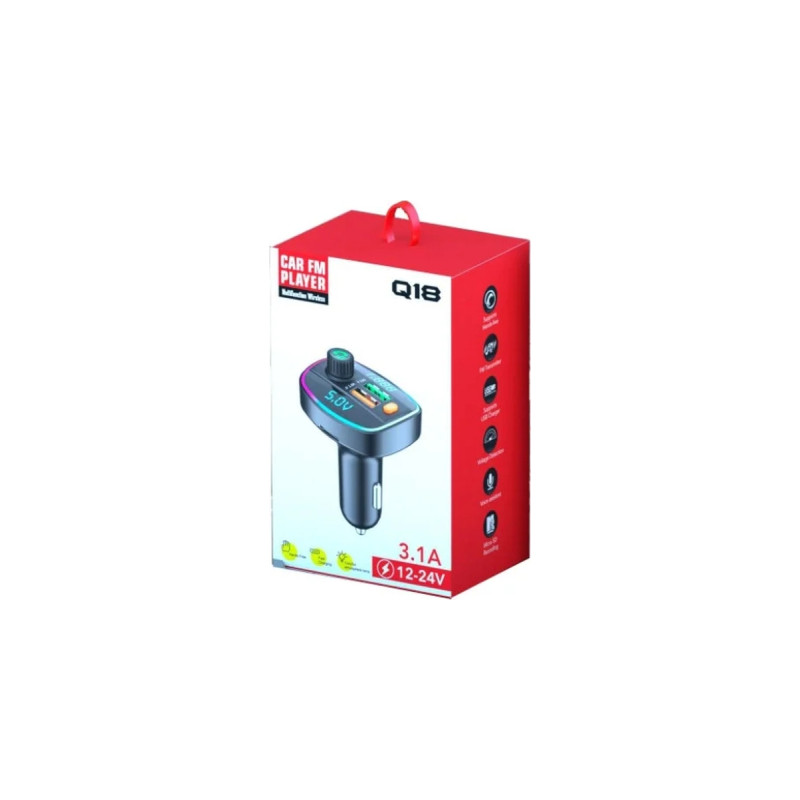 FM модулятор Voltronic Q18 з еквалайзером, 3.1A, USB, TF (FM-Q18EQ)