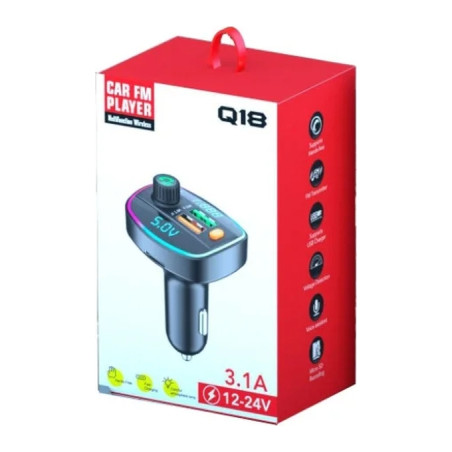 FM модулятор Voltronic Q18 з еквалайзером, 3.1A, USB, TF (FM-Q18EQ)